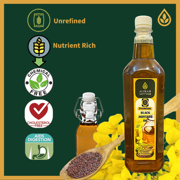 Alokam Sattvam Premium Black Mustard Oil - Thick, Unrefined & Nutrient Rich 1L - Image 3